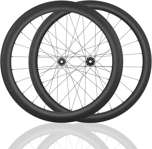 Juego de ruedas de fibra de carbono 700C para bicicleta de carretera, altura de 28 mm, 32 mm, 35 mm, 38 mm, 42 mm, 45 mm, 50 mm, 55 mm, 60 mm, 65 mm y 73 mm, eje pasante, freno de disco con bloqueo ce