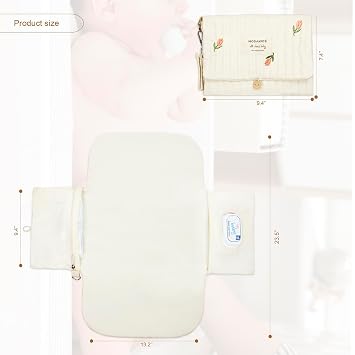 Portable Diaper Changing Pad, with, for Newborn Girl & Boy with Smart Wipes Pocket, Easy-Clean, Waterproof, Soft, Comfortable Foldable Baby Changing Pad (Flower)