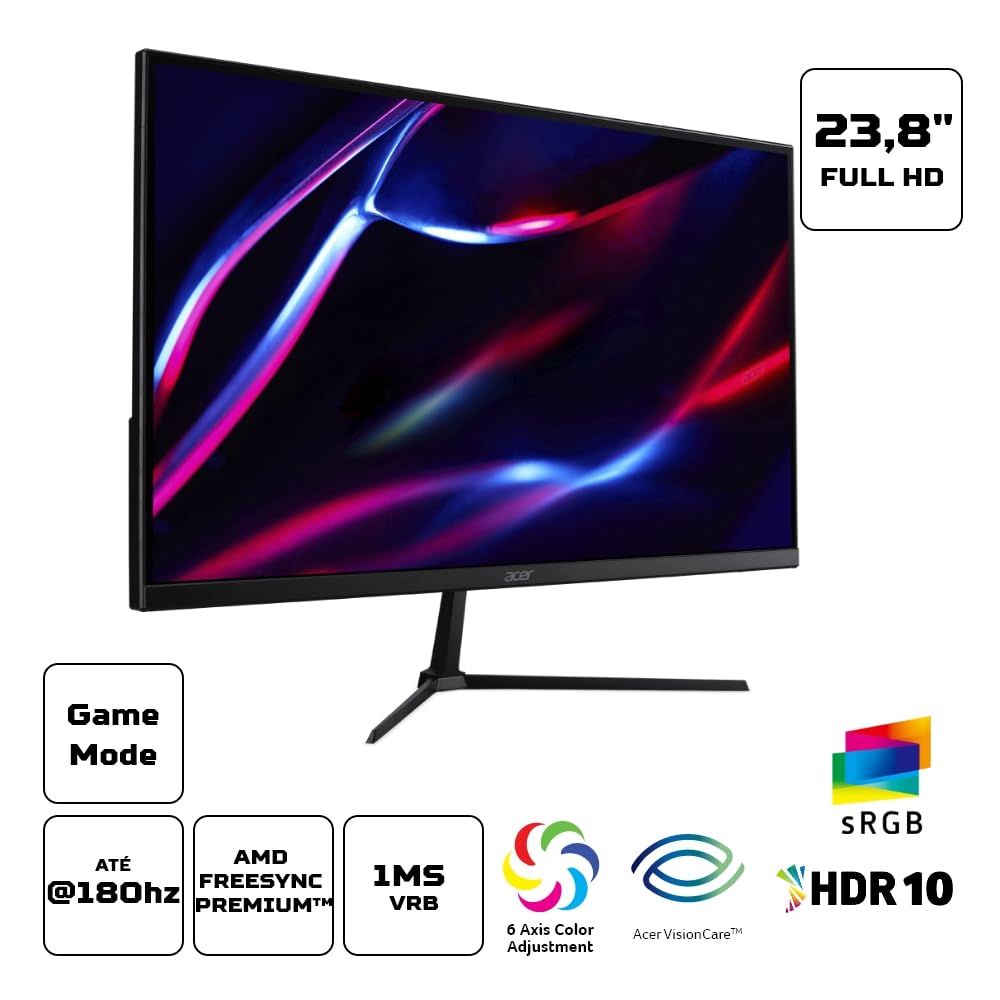 Monitor Acer Nitro 23.8” Zeroframe LED VA FHD 180Hz 1ms VRB HDR10