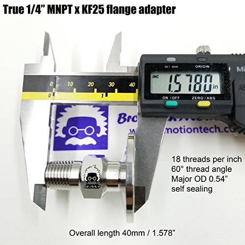 Image of bmotiontech MNPT x KF25 flange fitting (ISO-KF KF25 QF25 NW25) (1 /4 inch MNPT, 1PC adapter only)