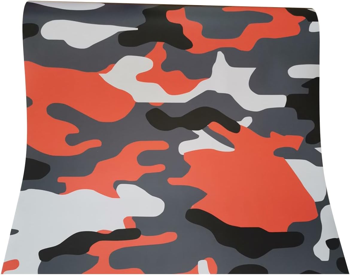 Queenbox 11.8x59.8in Camo Army Car Vinyl Wrap, Digital Camouflage Self Adhesive Air-Release Film Sheet for DIY Motorcycle Computer Phone, Camo Gray 01