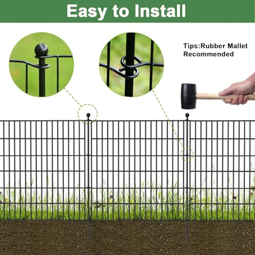 Hanured® 5 Stück Garten zaun für draußen, Dekorativer Gartenzaun mit Tor, Metall Steckzaun für Hund, 81 cm(H) X 3,5 m(L)