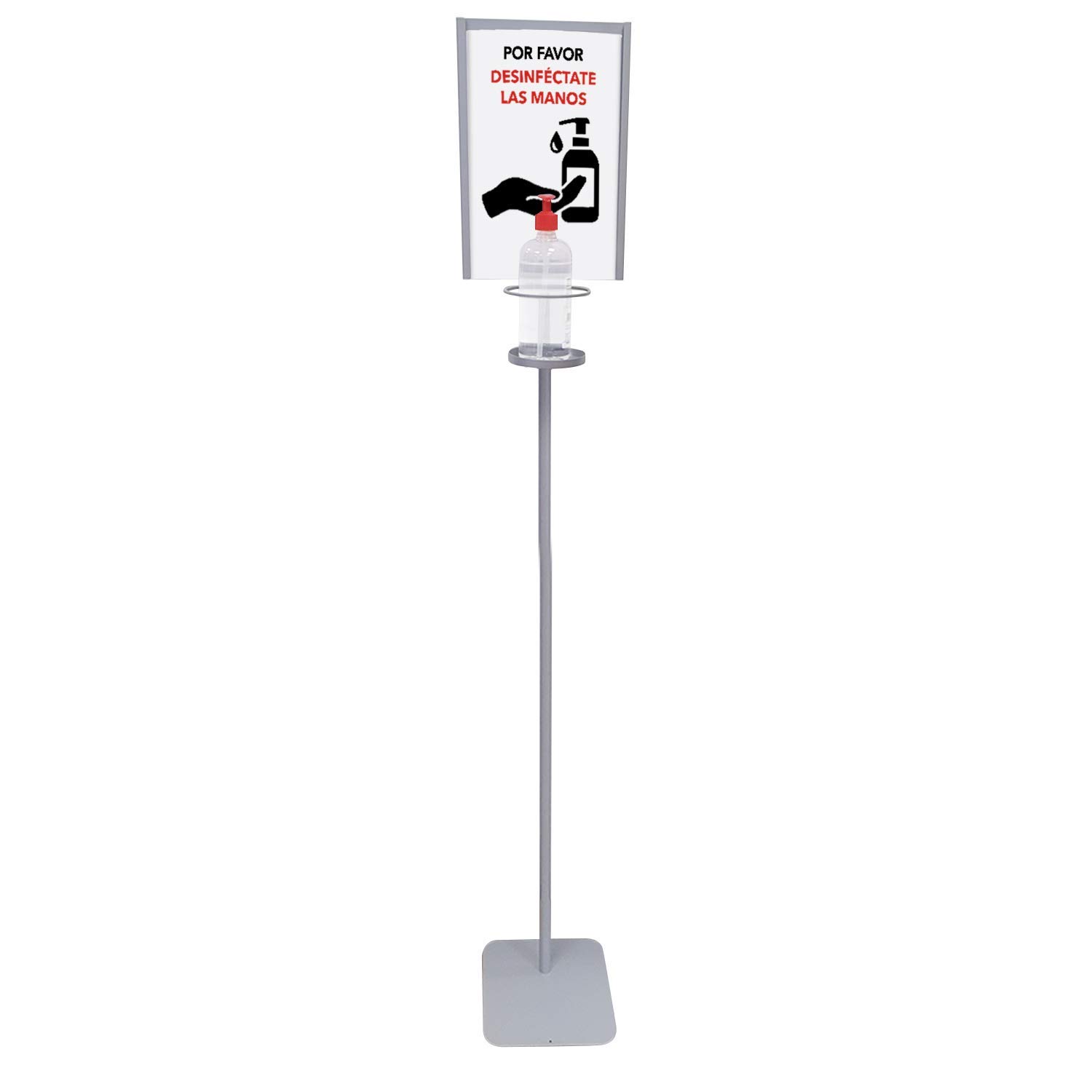 Dispensador de Pie para Gel Hidroalcohólico Desinfectante de Manos para Comercios y Oficinas. 146cm. Incluye Cartela A4. Dispensador de Gel Desinfectante Fabricado en España