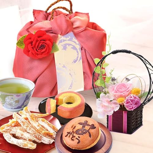 おいもや 誕生日 ギフト プレゼント プリザーブドフラワー 花 干し芋 どら焼き スイーツ お菓子 ピンクのサムネイル