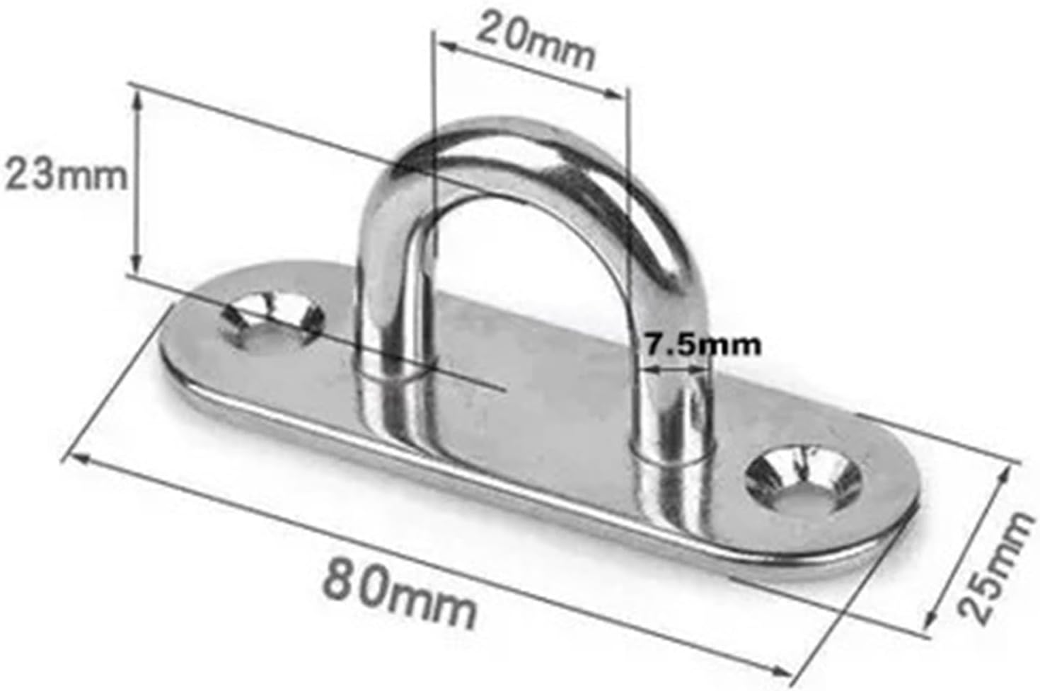 4 Pack 304 Stainless Steel Ceiling Pad Eye Plate U Hook Wall Mount Marine Hardware Staple Hooks Loop Metal Ring Hook Eyes(M8)