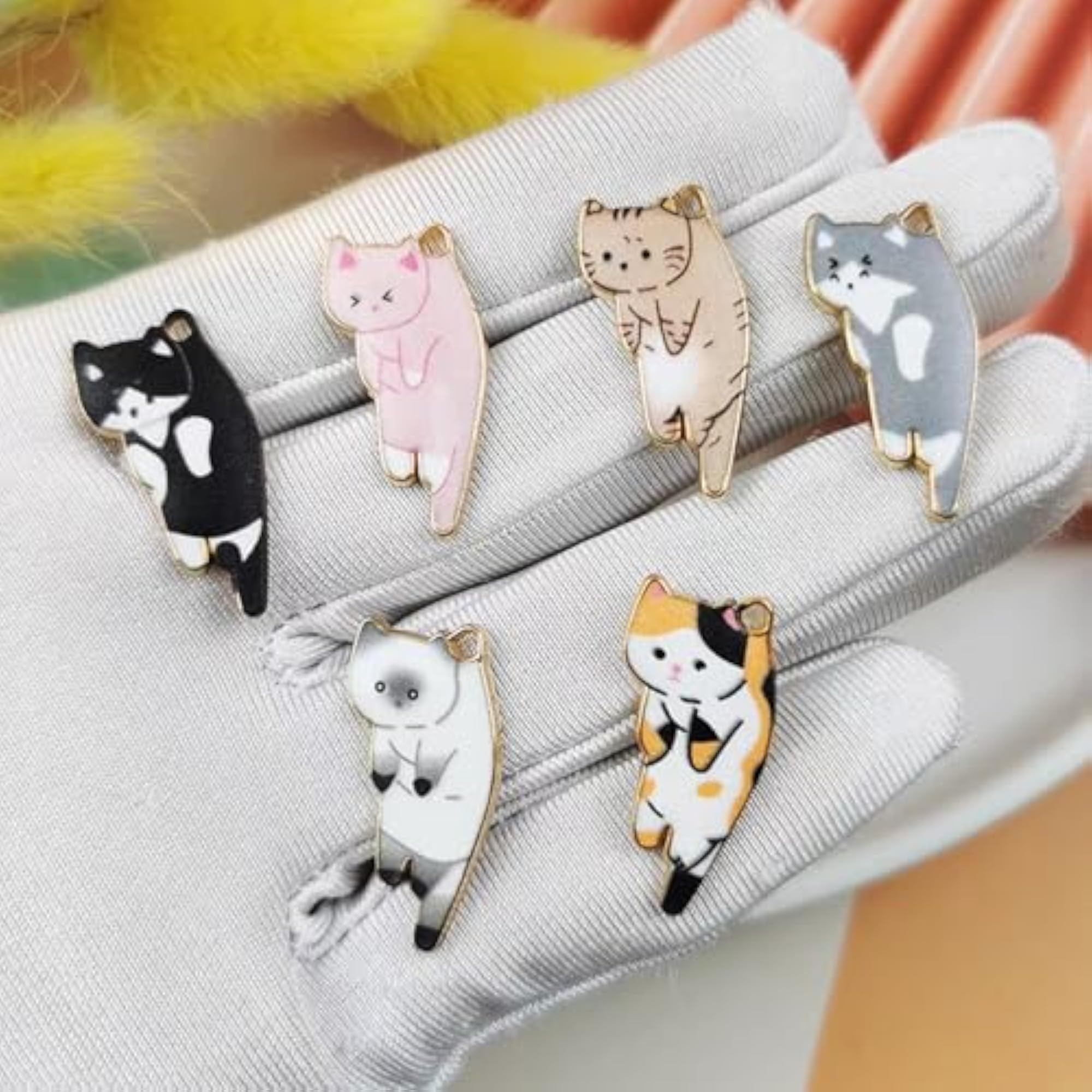 Kawaii Cat Phone Charms Set, 6 Pcs Alloy Mobile Accessories
