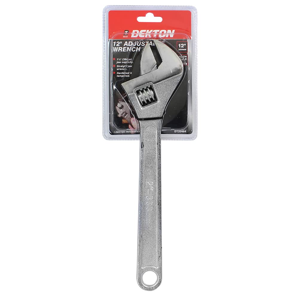 Dekton 12" Adjustable Spanner-1 1/2" Jaw Capacity, Silver, 12-inch - Image 2
