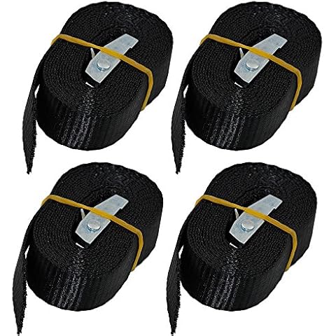 BlueCosto 1" x 8' Tie Down Strap Lashing Roof Rack Straps with Buckle Heavy Duty Tensioning Belts, Rated 500 Lbs - Pack of 4, Black Cover