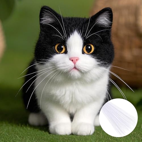 Image of 300PCS Simulated Animal Whiskers for Crafts, 3 Inches Craft Animal Whiskers Simulated Cat Whisker Animals Needle Felting Whiskeres Plastic Supplies for Stuffed Whisker Muppet (White)