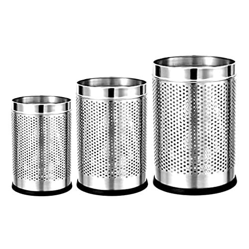Image of PackPro Stainless Steel 6+10+18 Liter Open Perforated Dustbin Without Lid |Combo of 3 Steel Dustbin For Home, Bedroom, Rooms, Office, Indoor, Outdoor Kitchen, Washroom, Bathroom 6+10+18 Liter