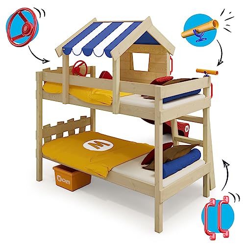 WICKEY Bunk Beds Crazy Circus Children`s Bed Loft Bed With Slide, Roof