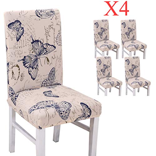 BLUETOP Dining Room Chair Slipcovers 4 Pack Spandex Chair Covers Stretch Chair Protector