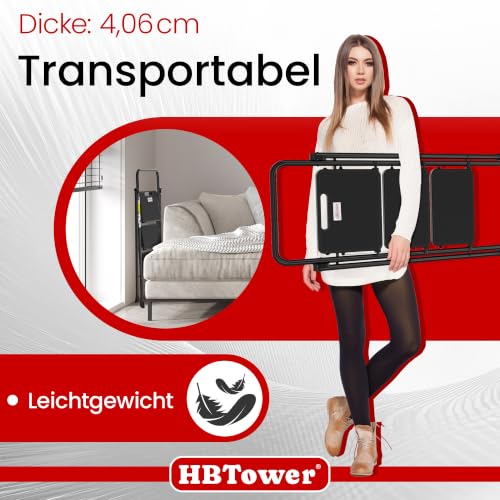 HBTower Trittleiter 3 Stufen klappbar, Leiter mit Breitem Anti-Rutsch-Pedal, Trittleiter mit Bequemer Handlauf, Tragbarer Tritthocker aus Stahl, Schwarz
