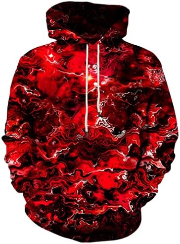 Linnhoy Sudadera con capucha unisex con estampado 3D casual con bolsillos grandes