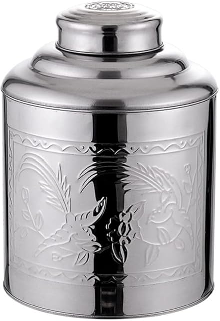 Yardwe Stainless Steel Tea Caddy Metal Tea Canister Food Storage Jar with Lid for Loose Tea Leaf Sugar Coffee Nut Herb Cereal Bean ( 14X10.5X6.5CM )