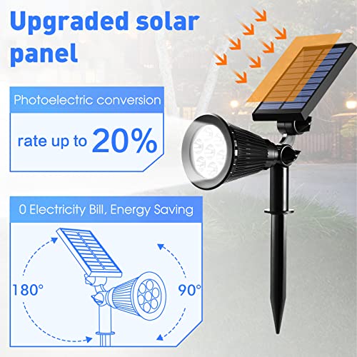 Sunklly Solar Spotlights Outdoor, 7 LEDs 2-in-1 Waterproof Adjustable Solar Powered Landscape Spotlights, 2 Lighting Modes Auto On/Off Solar Garden Lights for Lawn Tree Patio Yard Walkway (4 Pack) - Image 4