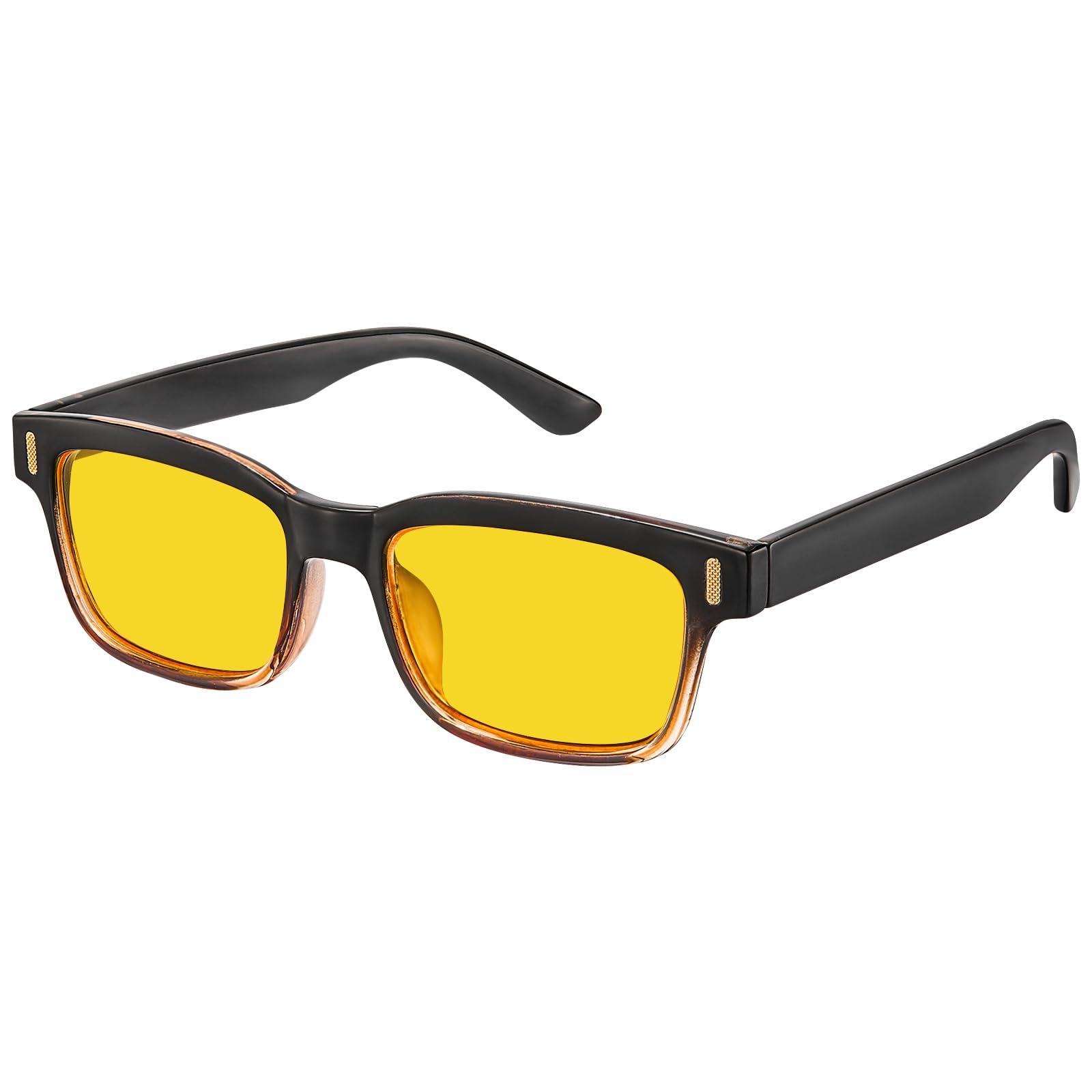 CARFIA Nachtfahrbrille für Herren Klassischer Quadratischer Rahmen Hochauflösendem Blendschutz Ideal zum Fahren bei Dunkelheit