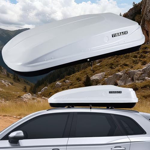 Hard Shell Rooftop Cargo Carrier with Roof Box, Heavy Duty Weatherproof 13 Cubic Feet Rooftop Cargo Carrier for Car Storage, White