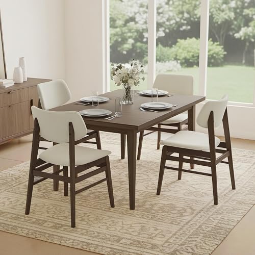 Catálogo de Comedor 4 Sillas los mejores 10. 48 KISLOT - Juego de 4 sillas de comedor de madera tapizadas, modernas sillas de comedor, sillas de cocina de madera de roble macizo con respaldo suave para granja, restaurante, café...