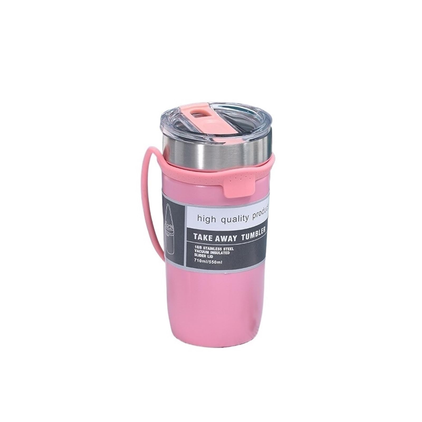 550ML 304 Edelstahl Tragbare Doppel-Schicht Isolierung Tasse Haushalts Wasser Tasse Vier Jahreszeiten Universelle Einfache Reinigung (Size : 550ml, Color : Pink)