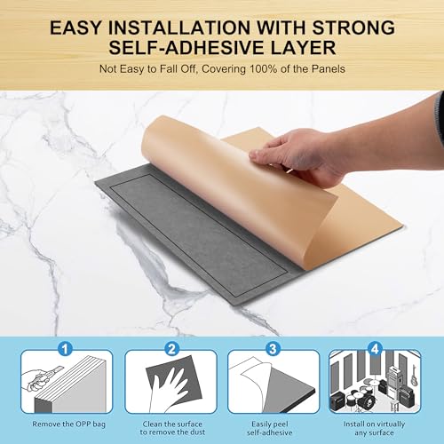 Square Acoustic Wall Panels, Sound Absorbing Panels for Walls, Ceiling, Doors, 12 Pack 12"x12"x0.4" Self Adhesive Decorative Dark Grey Acoustic Tiles for Recording Studio, Office, Room, Home