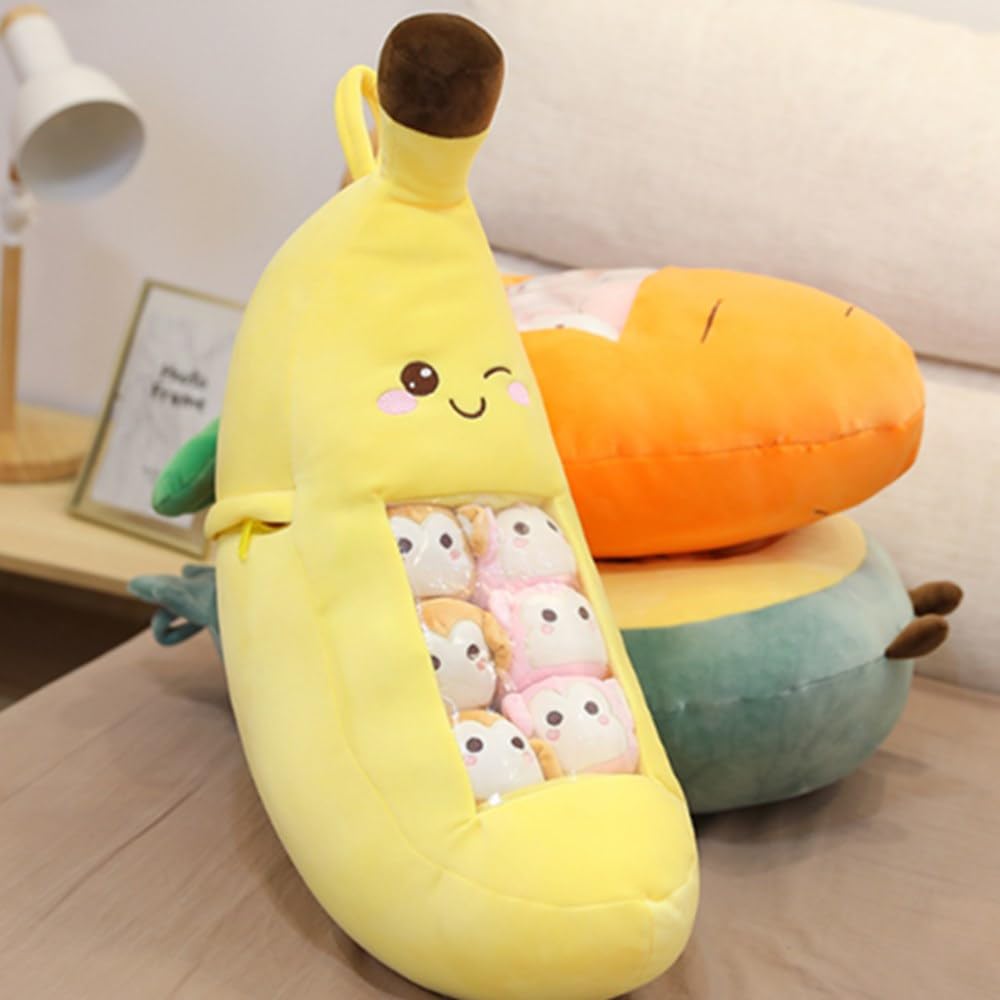 OUKEYI Banana Plush Pillow, Stuffed Toy, Removable Fluffy, Creative Gifts for Kids Kawaii Banana Plush Toy - Image 4