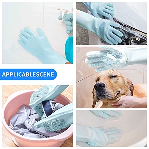 Image of NAREVAL Silicone Cleaning Gloves for Kitchen Dishwashing, Reusable Hand Gloves for Utensil Washing, Bathroom Cleaning, Pet Hair Grooming & Car Care (Pack Of 1 Pair (2 Gloves))