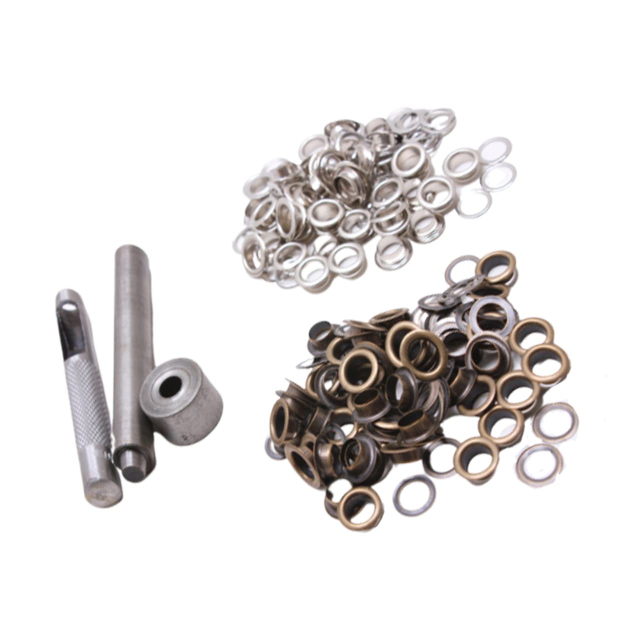 TEHAUX 300sets Kit Di Occhielli Colorati Ottone Con Strumenti Set Multipurpose Per Scarpe Abbigliamento e Fai Te Argento e Ottone Antico Pratico e Resistente Per Ogni Esigenza