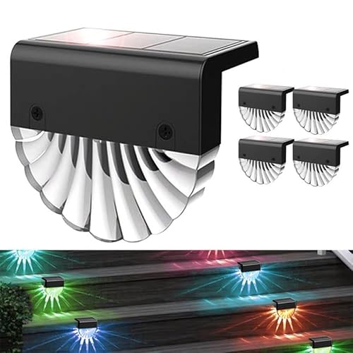 Auting Solaire LED Extérieur Éclairage mural,4 pack Éclairage pour chemins, Lumière solaire de clôture de jardin LED changeant de couleur,Lumières de marche, allées de jardin mural Cover