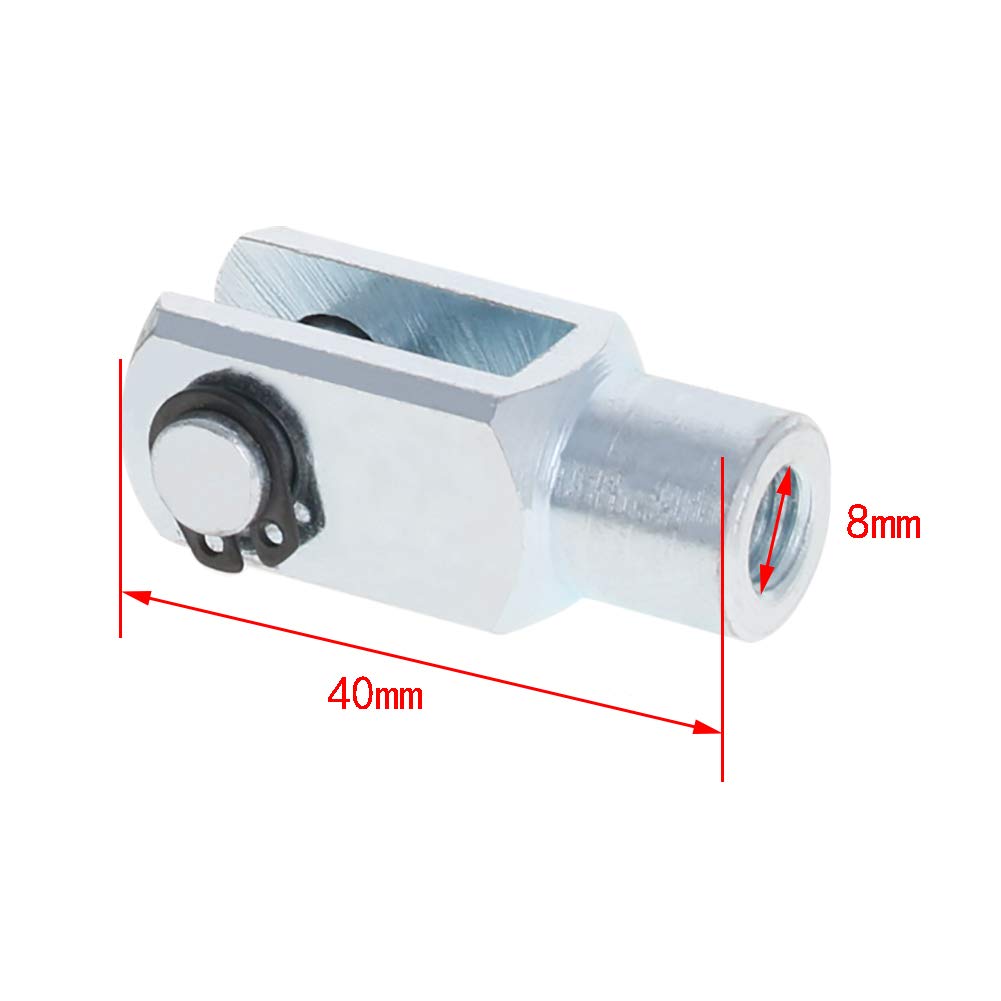 Bettomshin 2Pcs Air Cylinder Rod Clevis End, M8 X 1.25 Female Thread Y Connector, 40mm Length 8mm Joint Inner Distance Quick Connector For Air Cylinder Foot Mounting Work Metal Silver