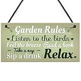 Garden Rules Novelty Hanging Plaque Summer House Sign Garden Shed Friendship Gift