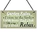 Garden Rules Novelty Hanging Plaque Summer House Sign Garden Shed Friendship Gift