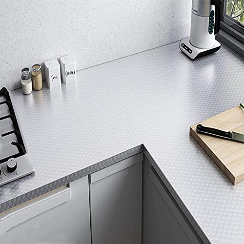 Image of FOKRIM Aluminium Oil Proof Self-Adhesive Anti-Mold and Heat Resistant Kitchen Backsplash Foil Stickers Wallpaper (60X200CM) Size-2m