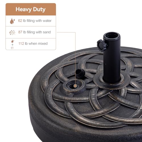 C-Hopetree 112 lb Heavy Duty Water Fillable Base Stand for Patio Outdoor Market Table Umbrella, Bronze by C-Hopetree - Image 2