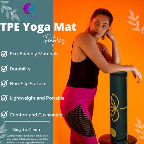 Image of Streetup India TPE Yoga Mat With Body Alignment |6 mm Thickness| for Men and Women| Ideal Exercise Mat For Yoga, Pilates And Workout| Anti Skid (Green)