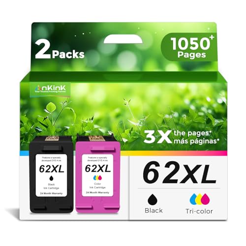 Cartouches d'encre HP 62XL Ankink pack de 2 pour imprimante Envy et OfficeJet
