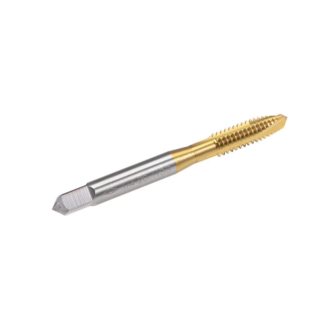 PATIKIL 1/4-20 UNC Spirale Punto Filettatura Maschiatura, 2pz Macchina Vite Maschiatura Titanio Rivestito Alta Velocità Acciaio HSS 6542 H2 3 Scanalatura