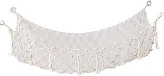Hamaca de peluche grande hecha a mano para decoración del hogar, color blanco, 135 x 65 cm