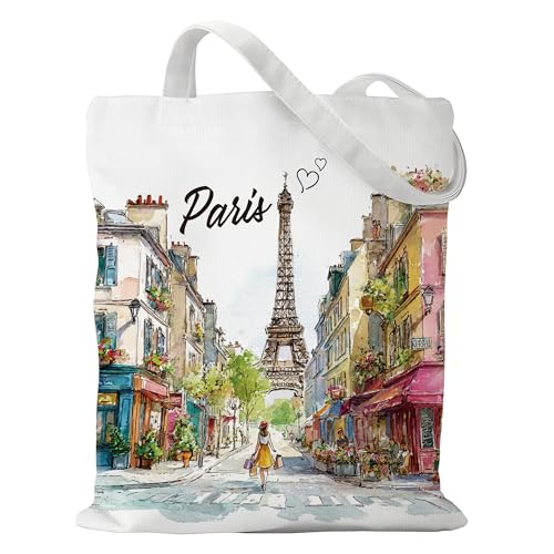 SEAOYOZO Paris Cotton Tote Bag with Watercolor Print