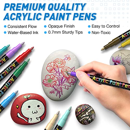 Acrylic Paint Pens Paint Markers Set Of 18: Fine Point Paint Pens For Rock Painting Glass Wood Ceramic Fabric Metal Canvas Easter Eggs Pumpkin Kit, Drawing Art Crafts For Adults Scrapbooking Supplies #TOP3