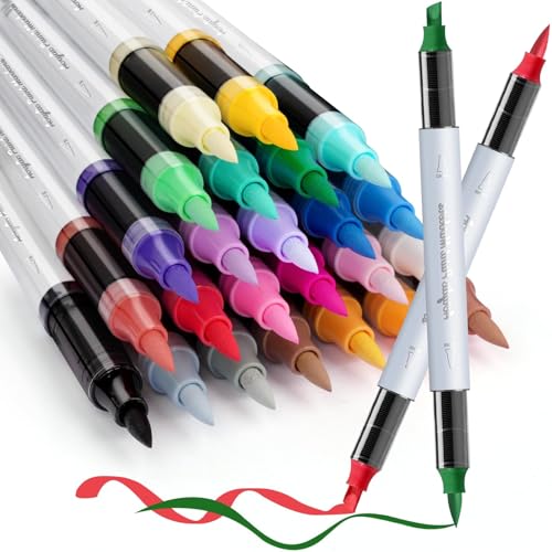 Image of SFAIH Acrylic Paint Creative Markers, 24 Colors | Brush & Chisel, High Coverage, Works for Paper, Fabric, Wood, Ceramic, Glass, Rock, Canvas, Stocking Stuffers