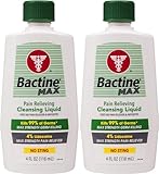 MAX RELIEF FOR PAIN & ITCH: Bactine MAX is an all-in-one first aid cleansing liquid that cools and relieves pain & itch from minor cuts, scrapes, burns, bug bites & sunburn - Formulated with 4% lidocaine, the maximum amount allowed for OTC topical an...