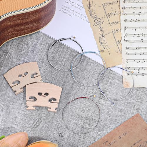 12 Stück Violinsaiten Universal-Satz Geigensaiten (G-D-A-E) mit 3 Geigenstegen, 4/4-Geigensaiten mit Stahlkern, vorgeschnittene klassische Stahlsaiten für Instrumente der Größen 4/4, 3/4, 1/2 und 1/4