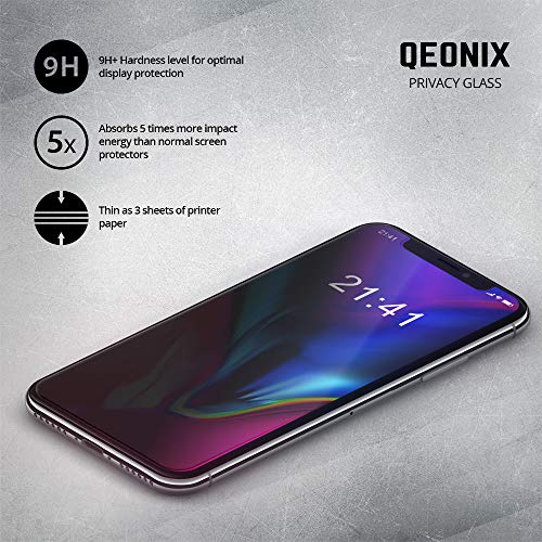 Qeonix Iphone X/Xs Privacy Screen Protector 5.8 Inch, Premium Anti-Spy Real 9H Tempered 3D Glass / Case Friendly, Scratch Proof #TOP6