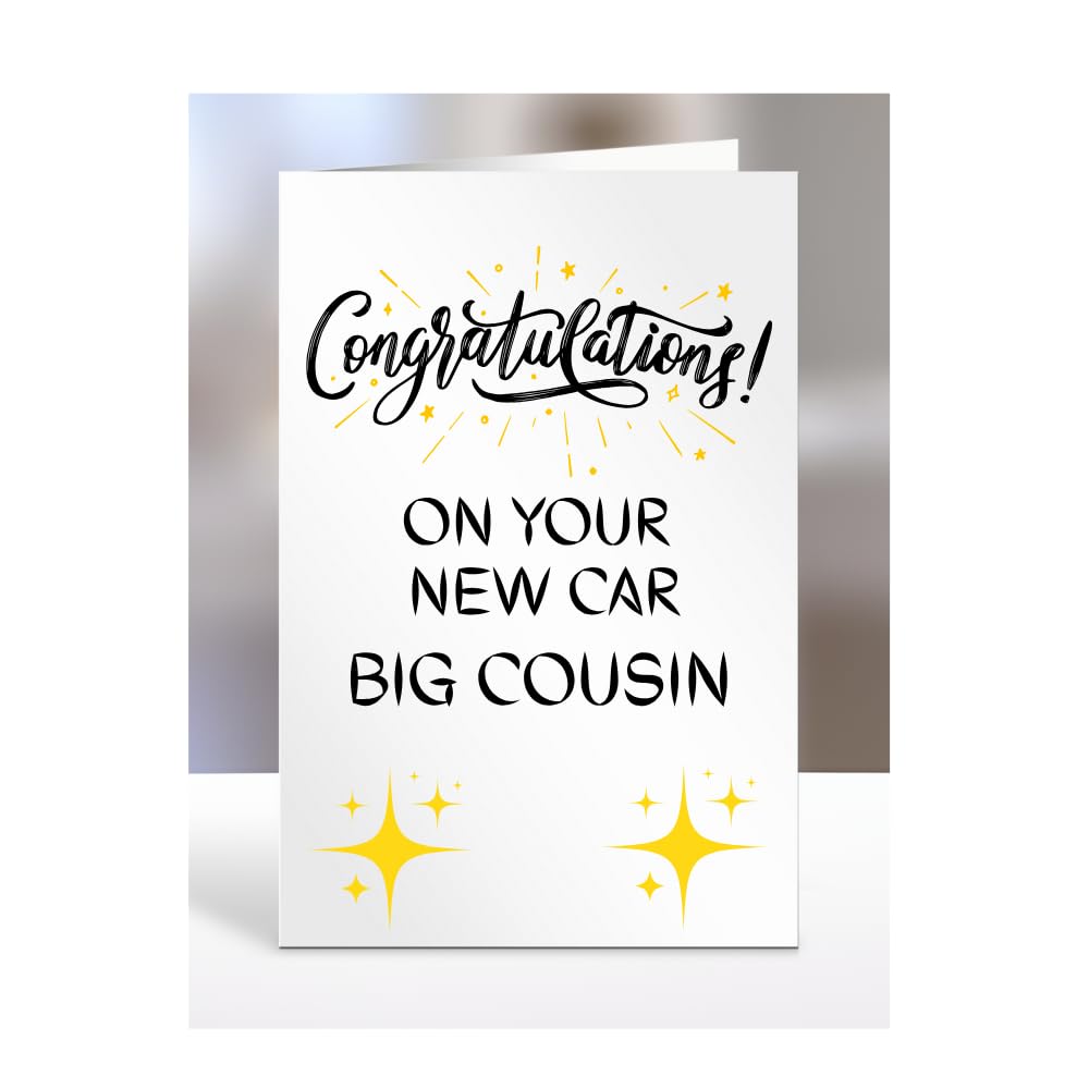 Congratulations on your new car Big Cousin Card, Gifts for Men, Women, Presents for Man, Woman or Person, Greetings Card, A5-126_21
