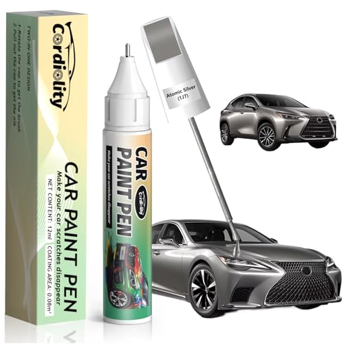 Image of 1J7 Atomic Silver Touch Up Paint for Lexus, Color Accurate Car Paint Scratch Repair Pen, Quick & Easy Fix Automotive Chips and Nicks