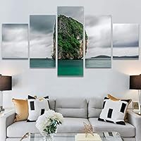 SIGNWIN 5 Panel Canvas Wall Art Coastal Scenery for Home Decorations Ready to Hang - 60