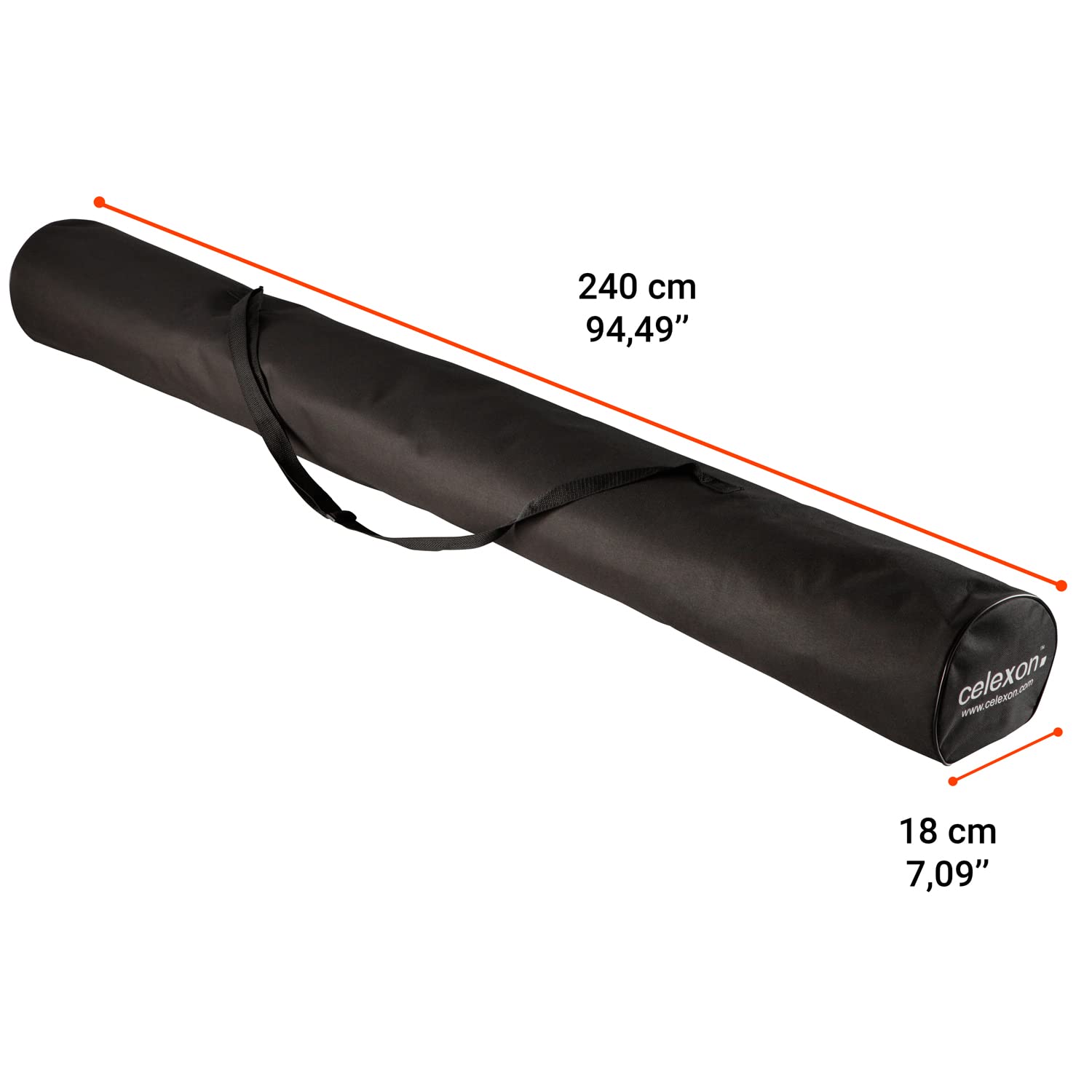celexon Nylon-Leinwand-Tasche Stativ-Leinwände Tuchbreite 219 cm - Maße: 240x18cm - Schwarz