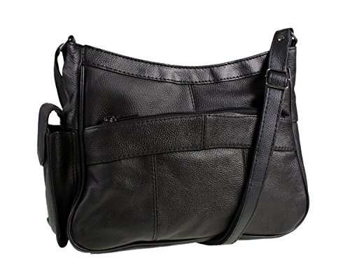 Medium Sized Soft Nappa Black Leather Bag Handbag with long strap - Can be worn across the body - Image 4