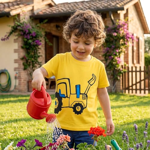 Image of DEEKEY Toddler Boys Shirts Short-Sleeve Little Kids t Shirts Boys' Tops, Tees & Shirts Graphic TEE Age for 2-7 Years 4-Pack